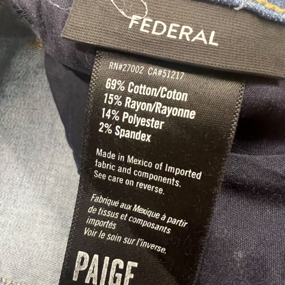 Paige Jeans Men 30 Blue Denim Transcend Vintage Federal Cartwright Slim Straight - Picture 9 of 16